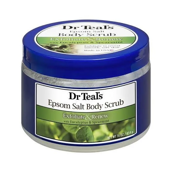 Dr Teals Epsom Salt Body Scrub Exfoliate & Renew with Eucalyptus & Spearmint 454g