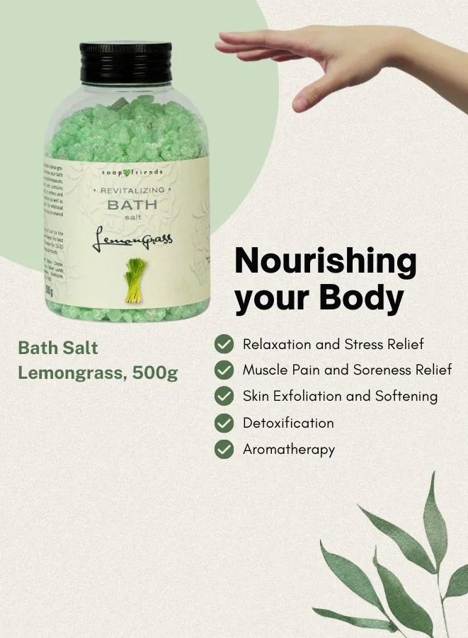 Soap&Friends Energizing Lemongrass Bath Salt for Revitalized and Youthful Vitality 500g