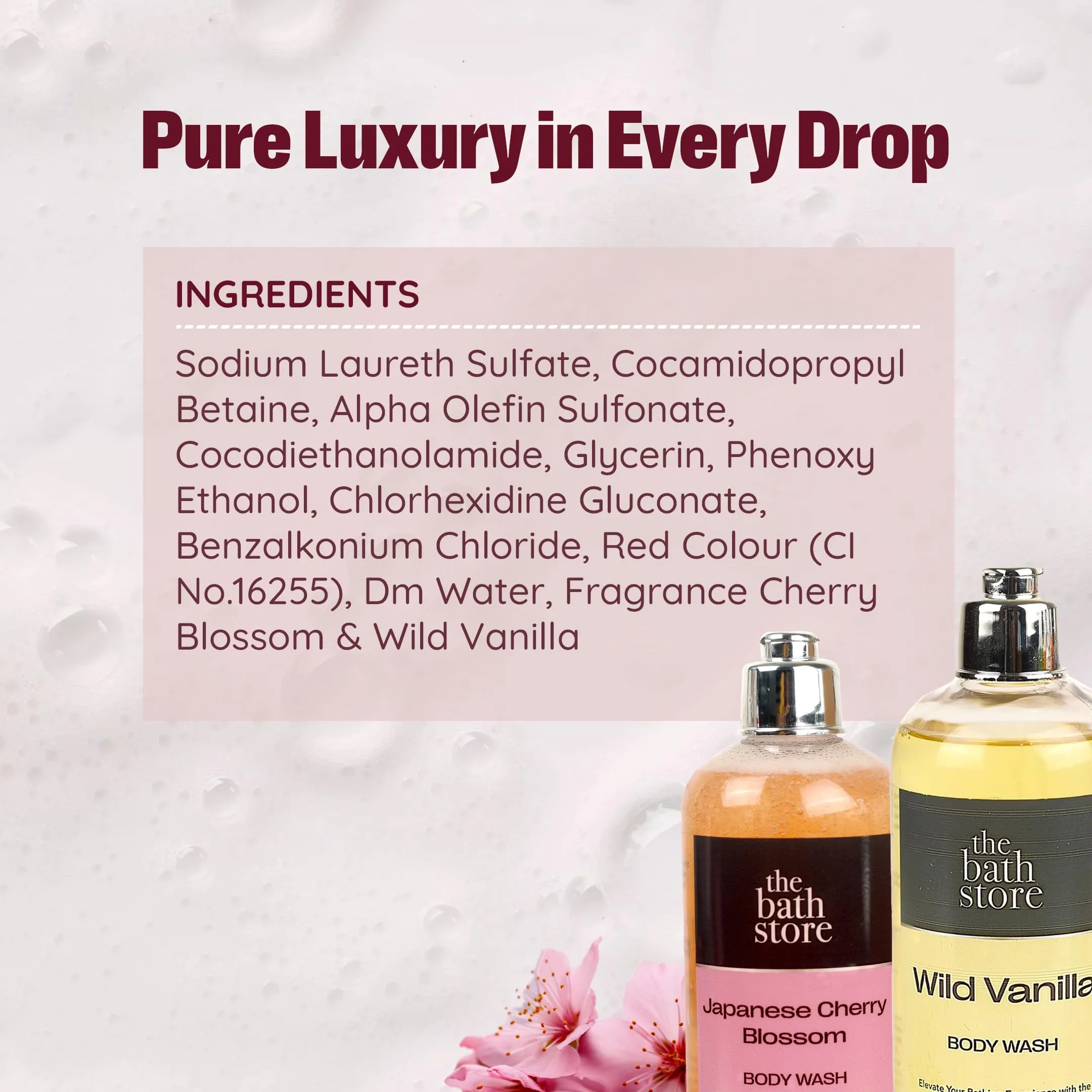 The Bath Store Body Wash Shower Gel Pack of 2 (Wild Vanilla   Japanese Cherry Blossom) | Moisturizing Body Wash For Dry Skin & Oily Skin | Tan Removal Body Wash For women & men - (300 * 2) ml
